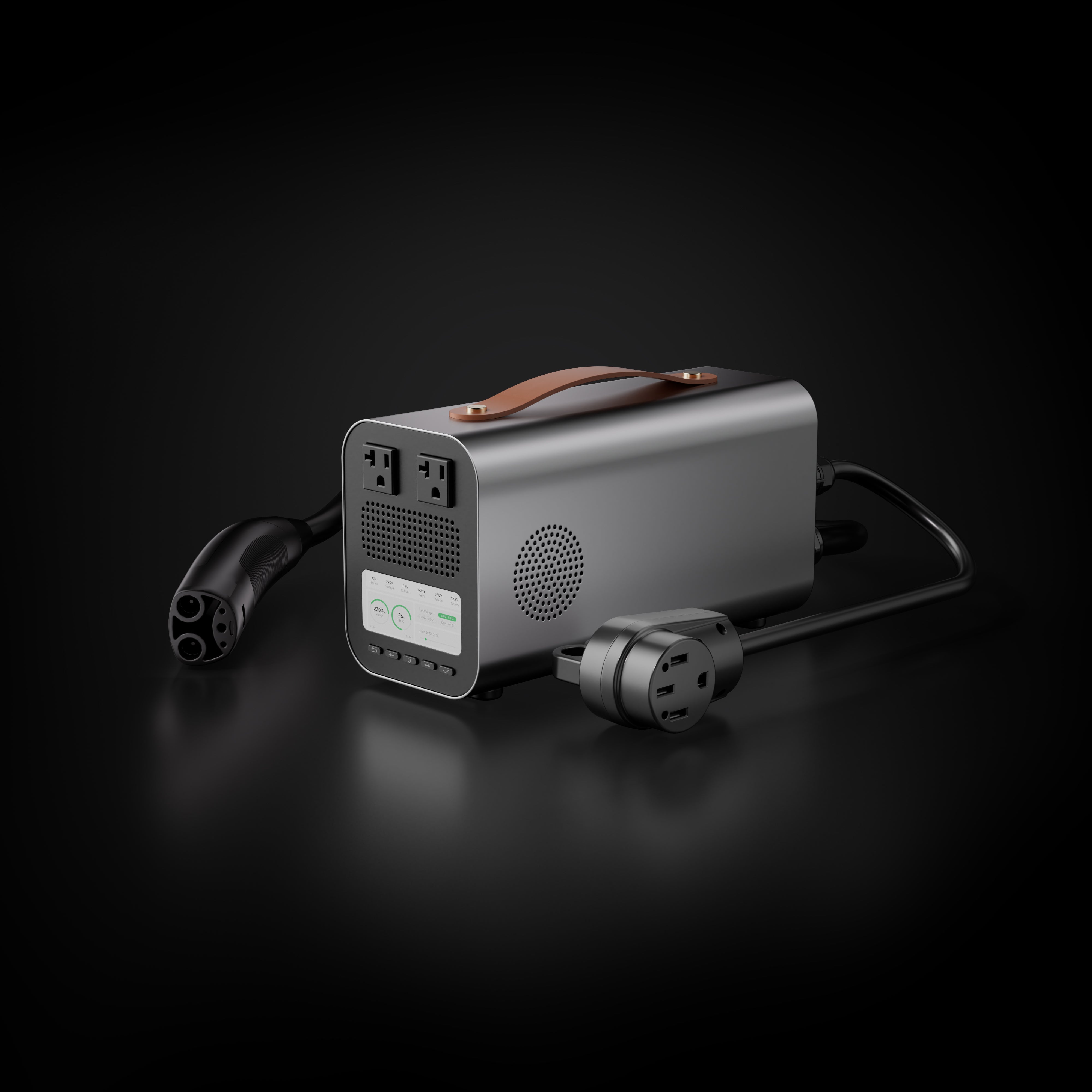 RoamEnergy PowerBridge Pro North America 120V/240V portable EV backup power system front view