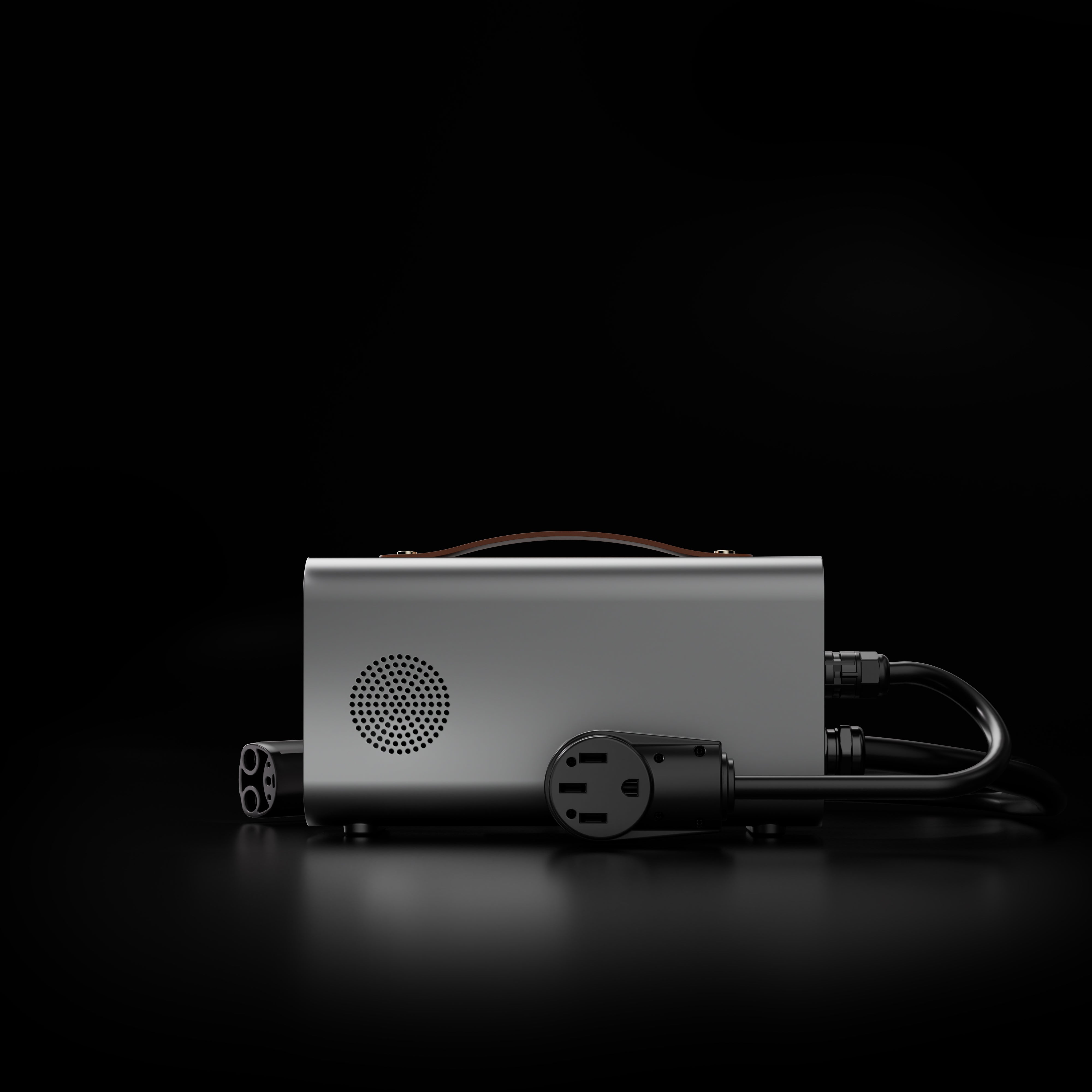 RoamEnergy PowerBridge Pro North America side view with portable EV backup power cable and cooling vent