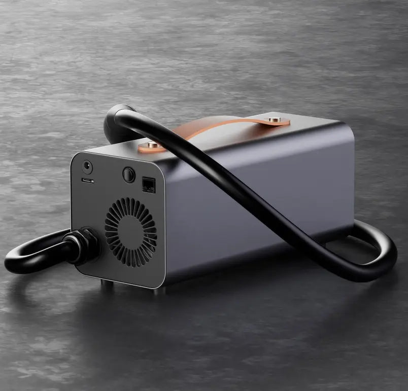 Side profile of RoamEnergy Tesla EV Discharger with cooling vents